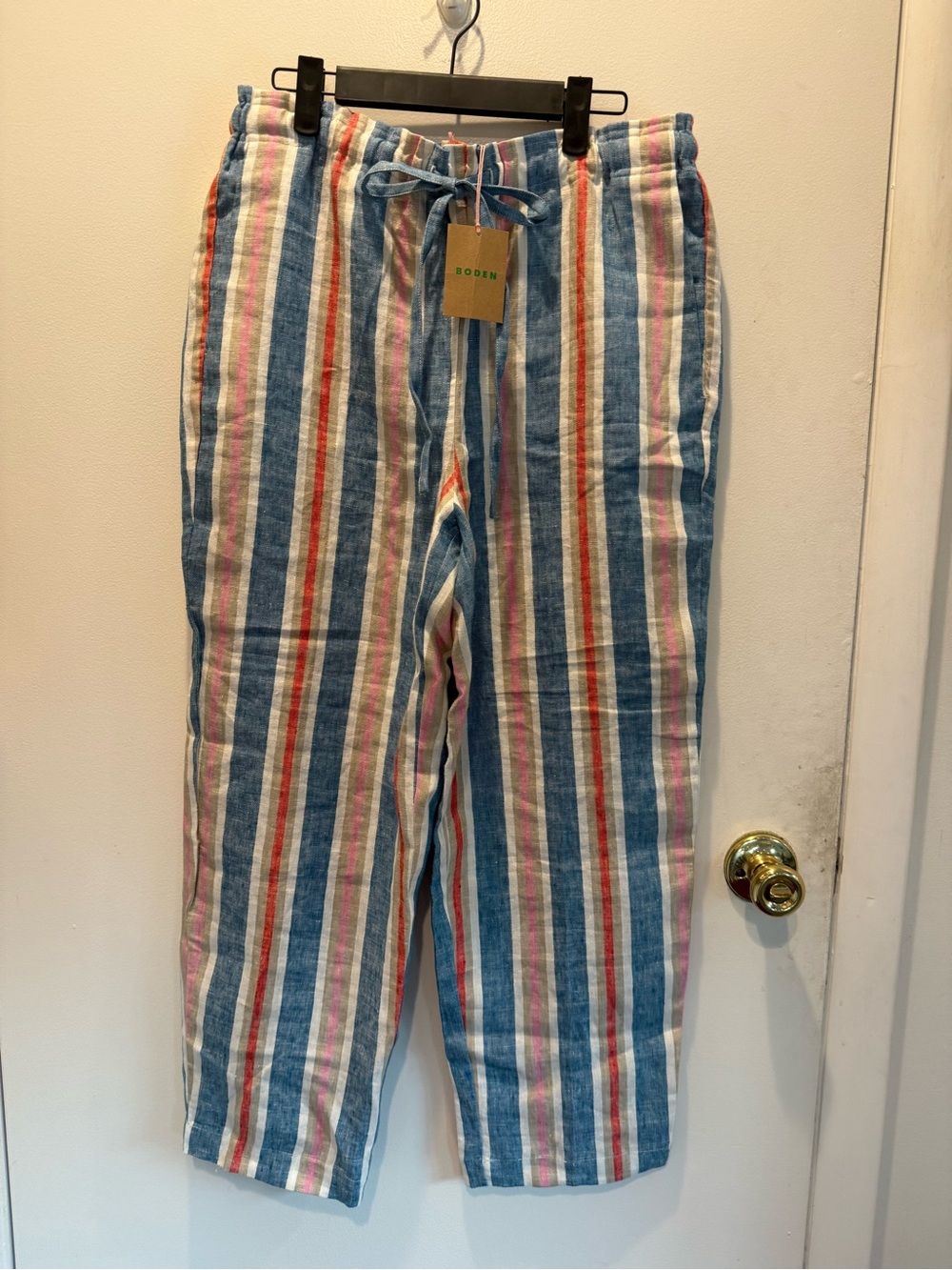 Boden Striped Drawstring Capris - Blue, Red, Pink, White